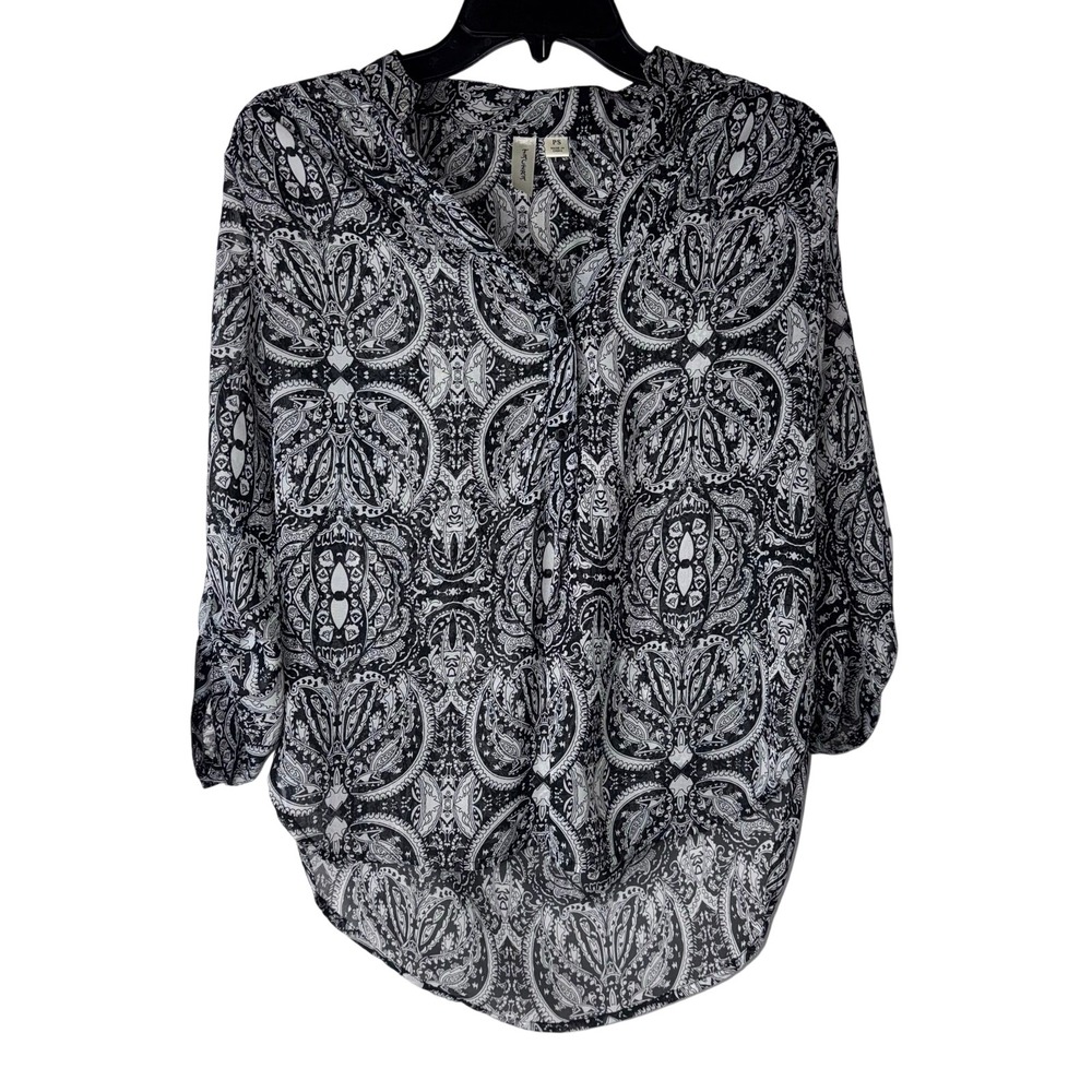 Tacera Blouse Women PS Black Paisley Boho Office Layer Work Classic Casual